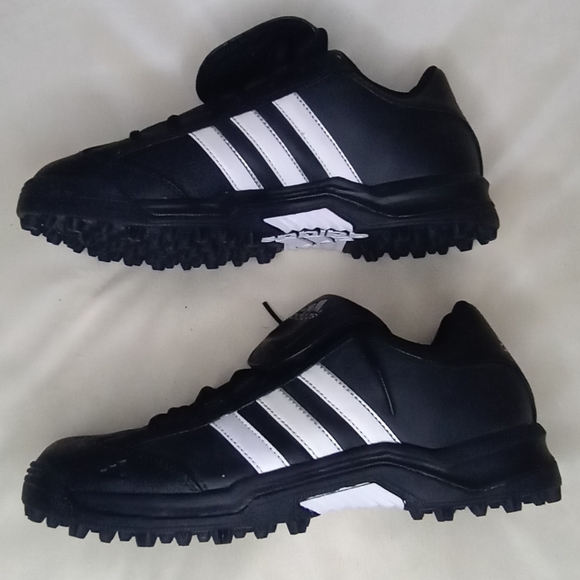 Adidas Softball Classic Black White Three Stripe Foldover Vekcro Tongue Sneaker - Picture 3 of 7